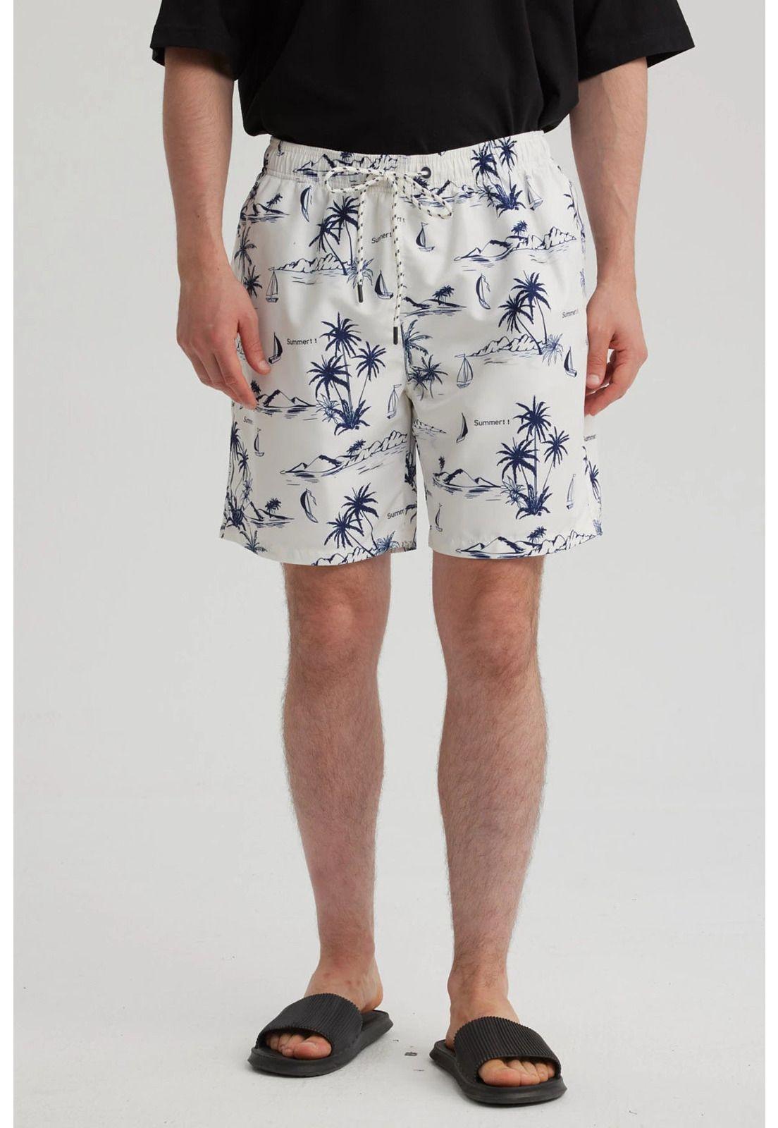 Short De Baño Hombre Full Print Beige-4