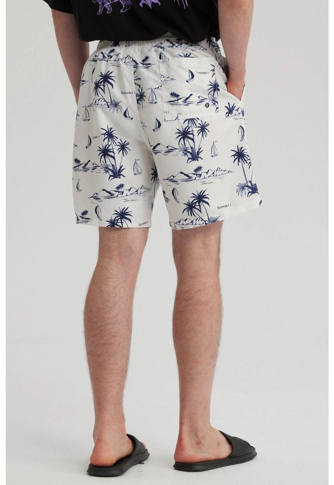 Short De Baño Hombre Full Print Beige-6
