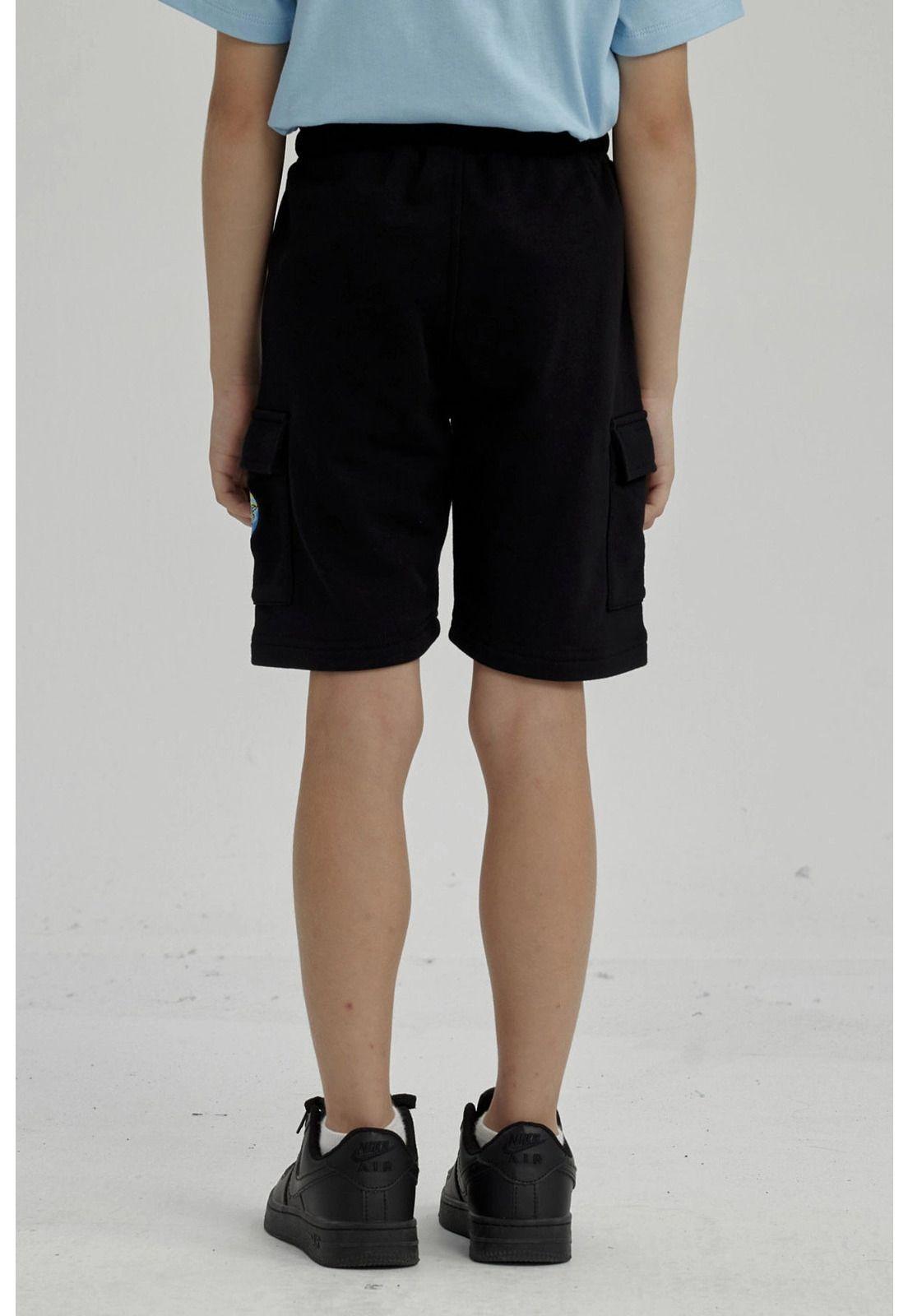 Bermuda Niño Franela Con Parche Negro-2