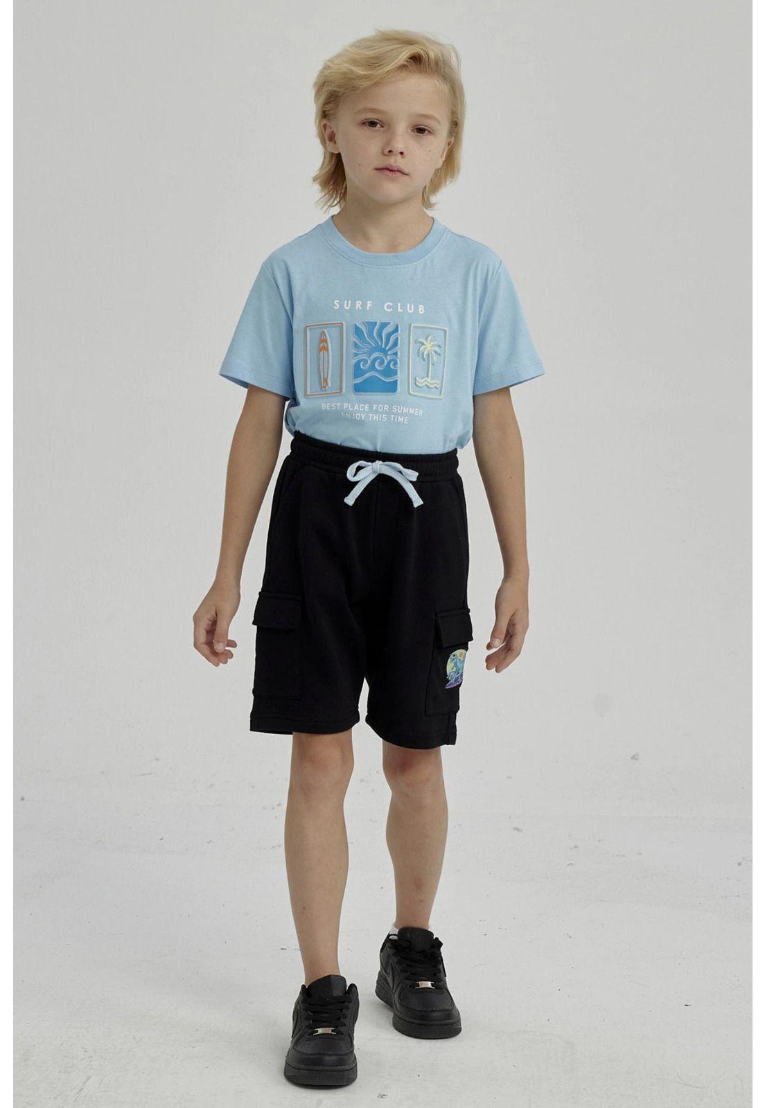 Bermuda Niño Franela Con Parche Negro-3