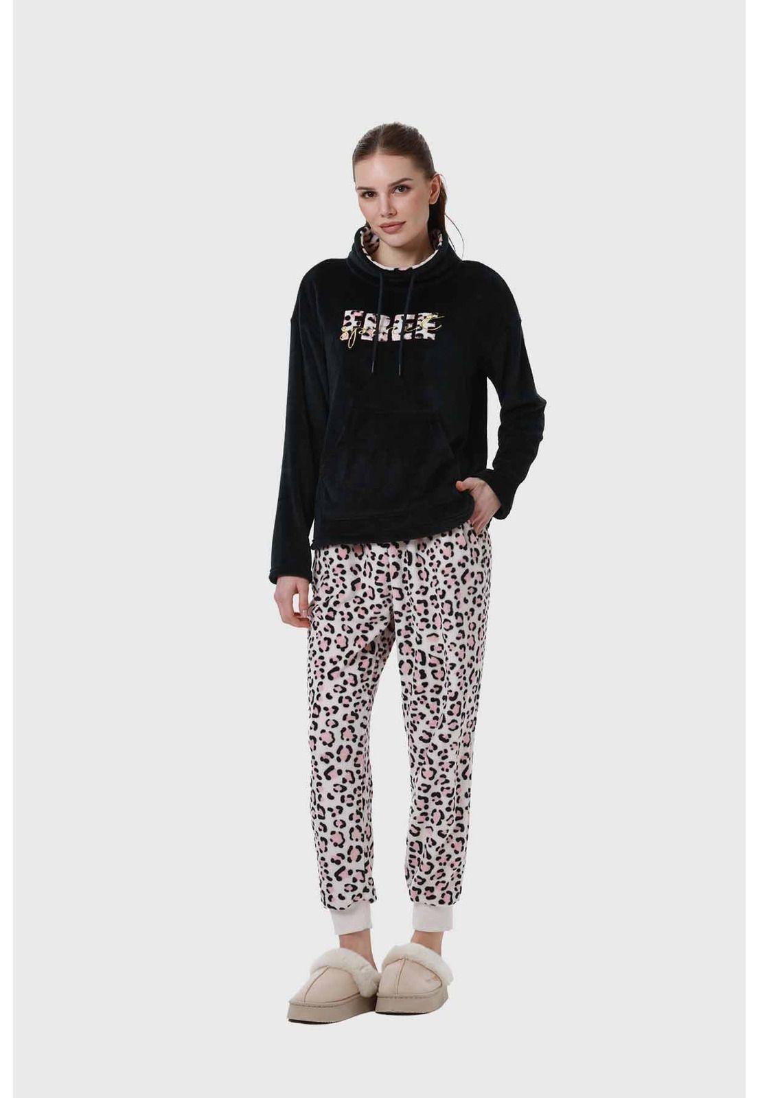 Pijama Mujer Polar Negro-1