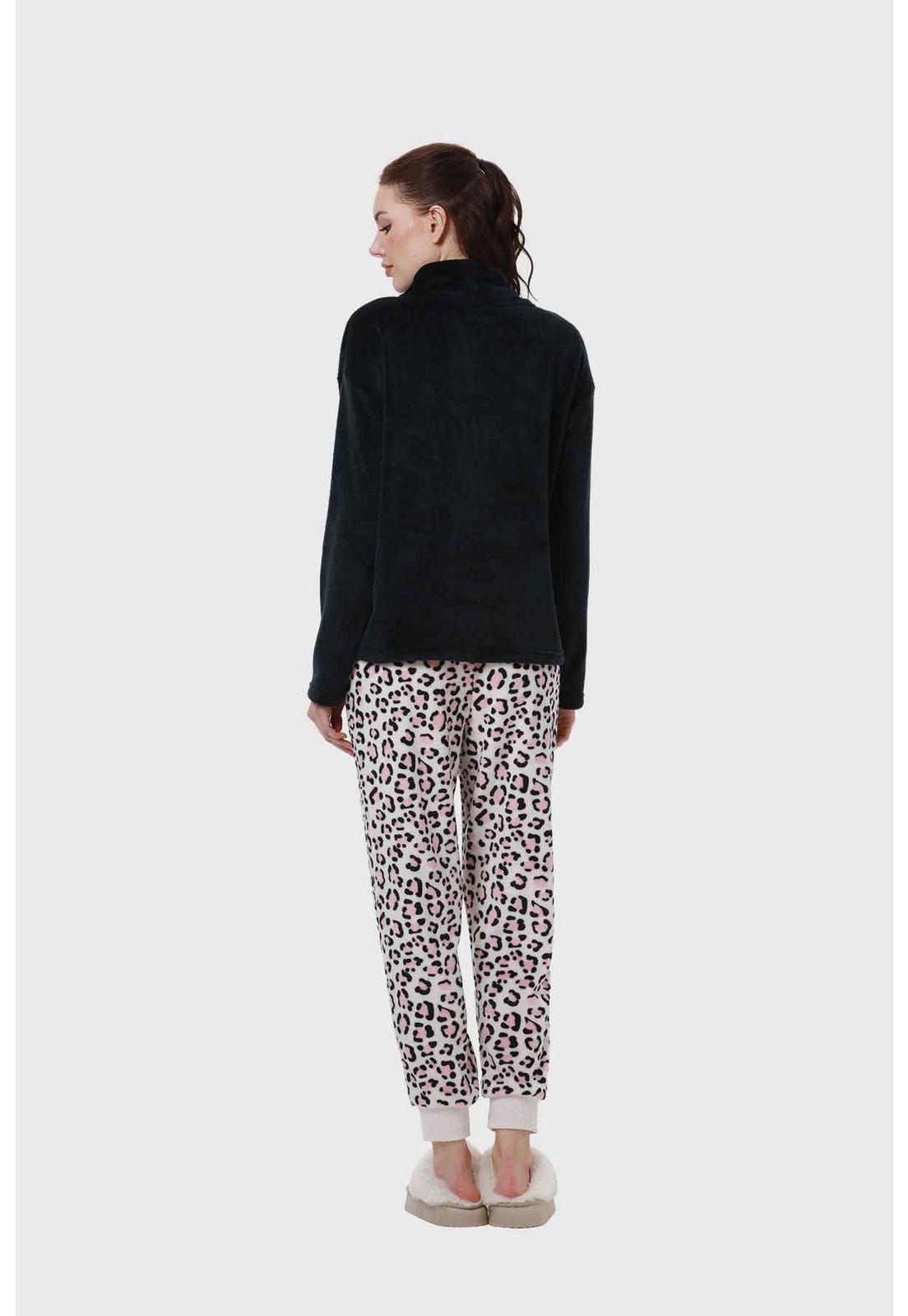 Pijama Mujer Polar Negro-2