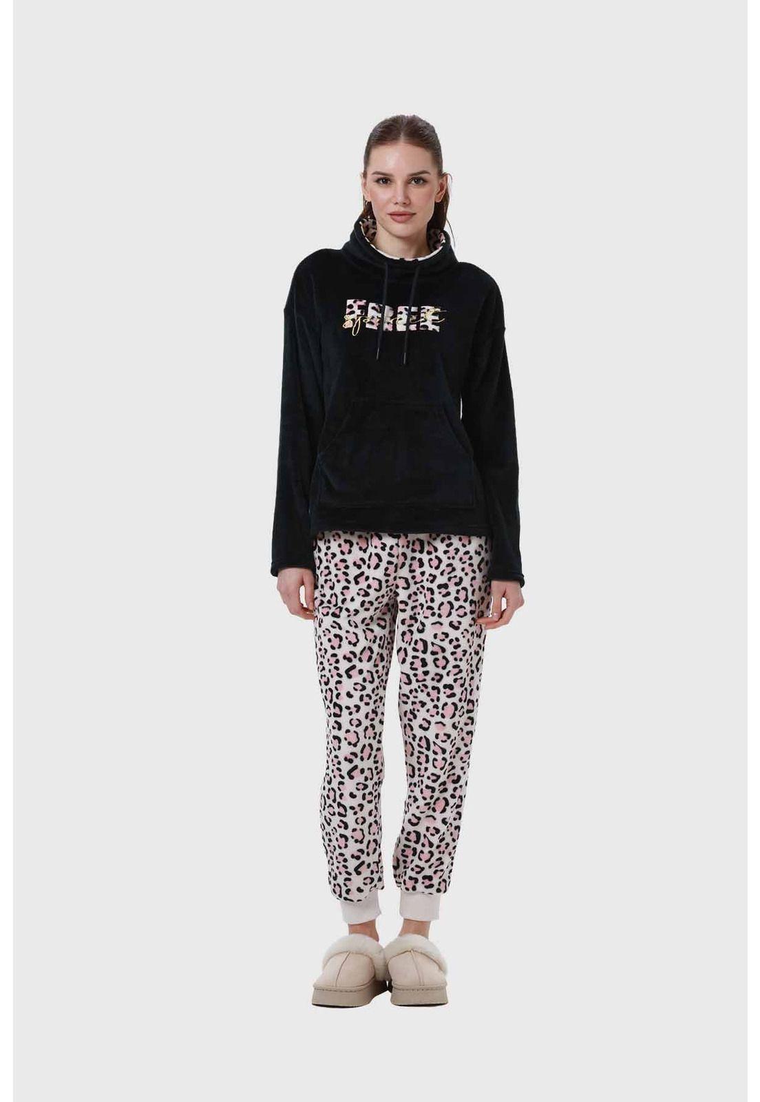 Pijama Mujer Polar Negro-3
