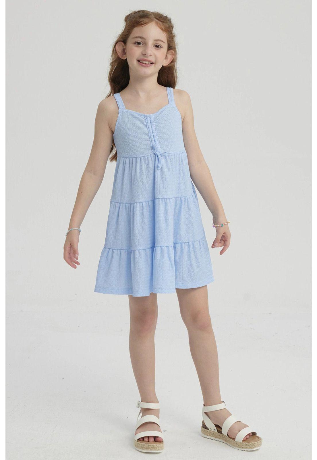 Vestido Niña Toddler Textura Celeste-0