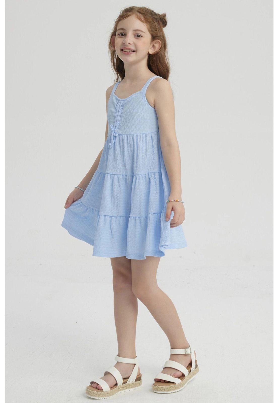 Vestido Niña Toddler Textura Celeste-3