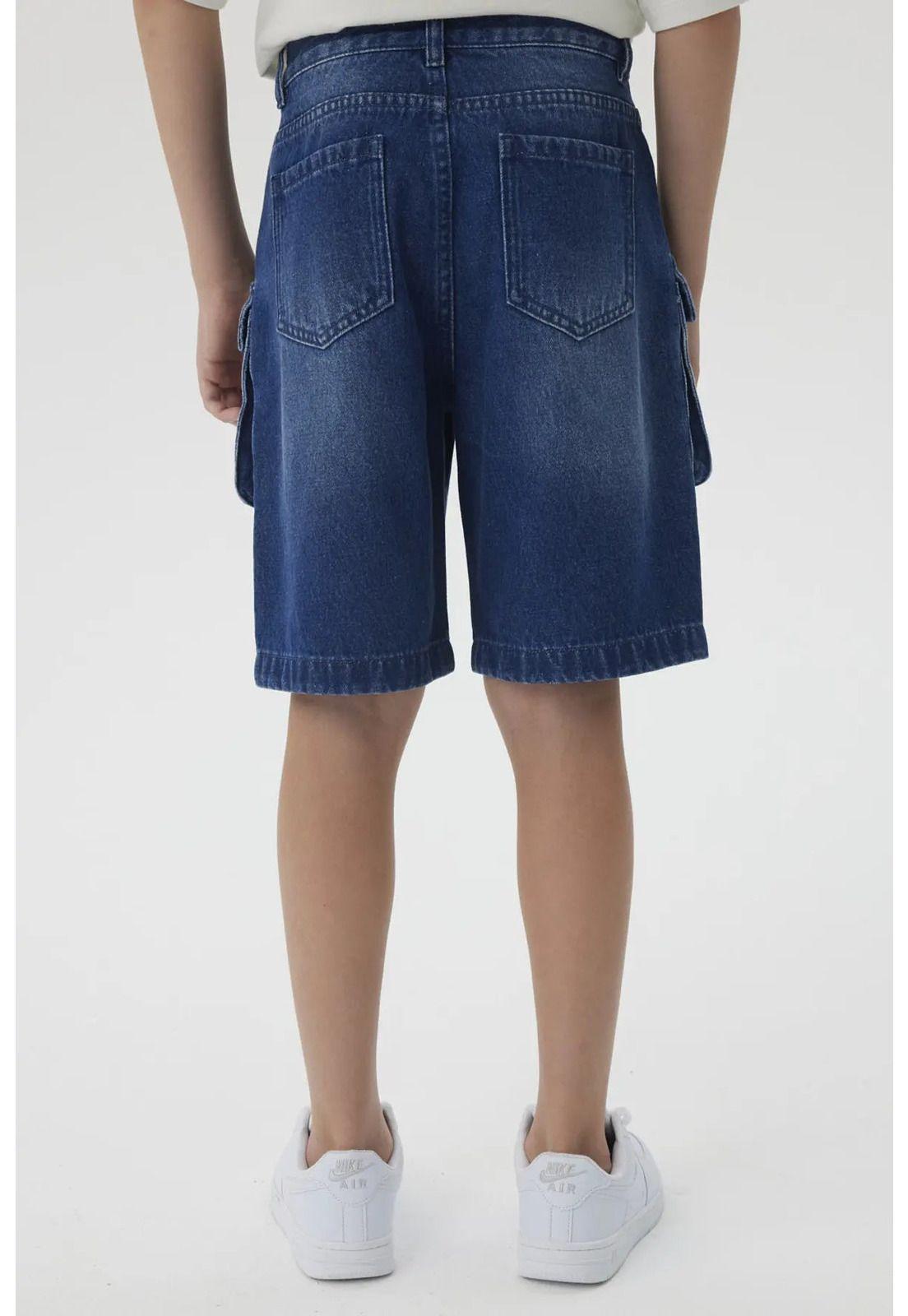 Bermuda Niño Denim Cargo Azul-2
