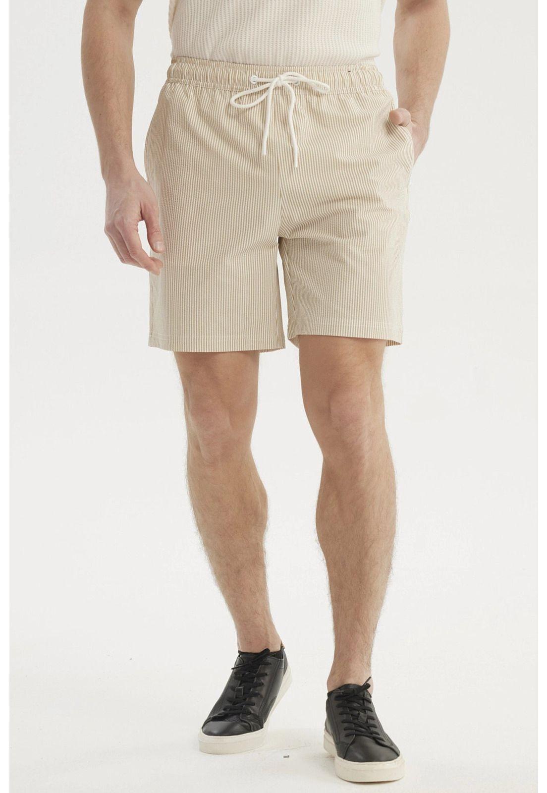 Short de Baño Hombre Liso Beige-0