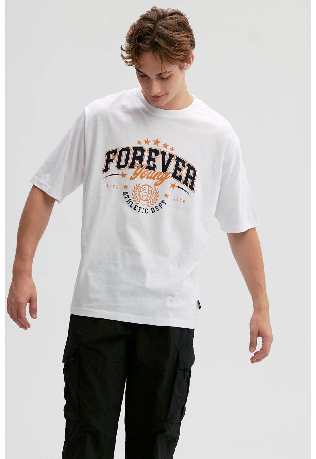 Polera Hombre Print Central Blanco-0