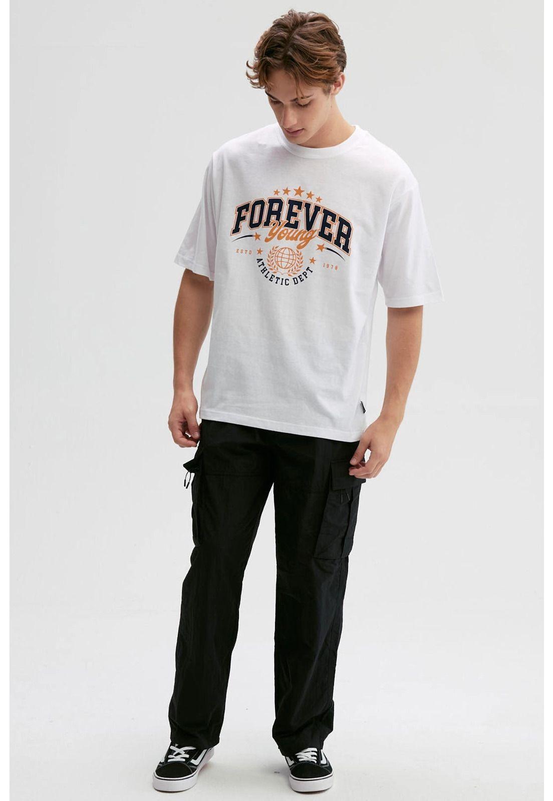 Polera Hombre Print Central Blanco-3