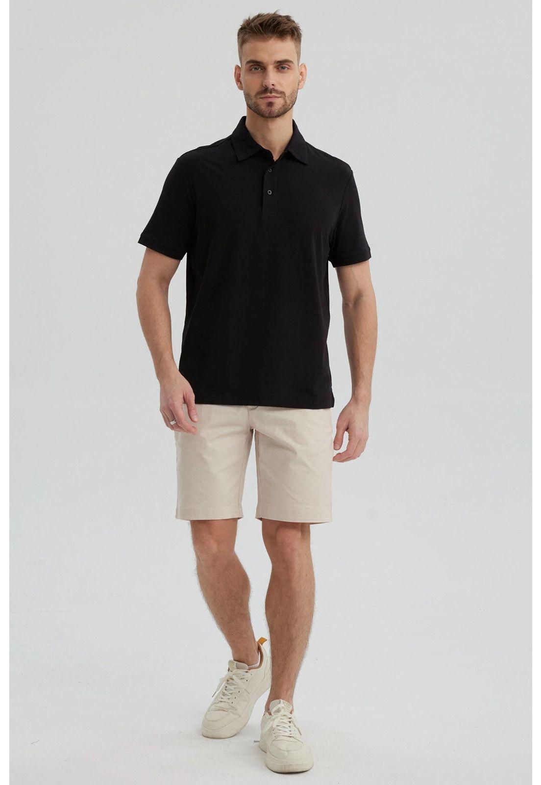 Polera Hombre Slim Cuello Camisero Negro-3