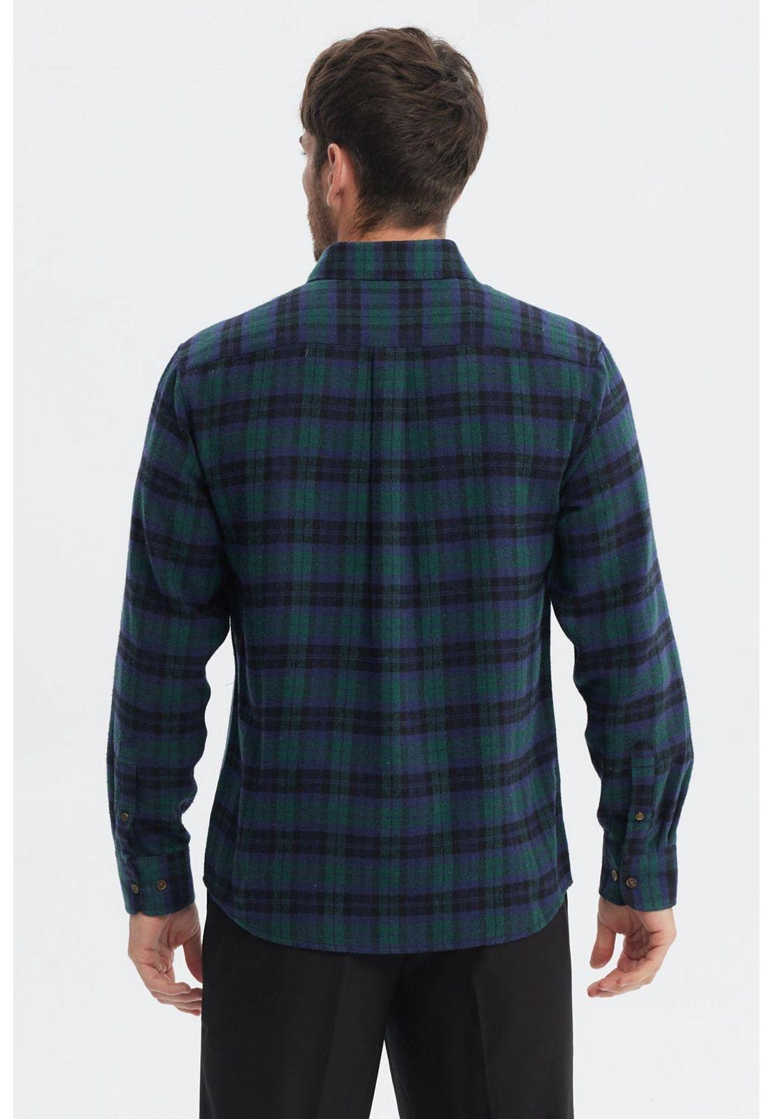 Camisa Hombre Franela Básica Verde Oscuro-2