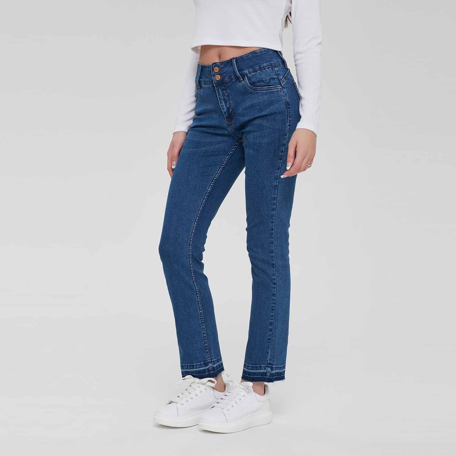 Jeans Mujer Recto Push Up Azul Fashion´s Park-0