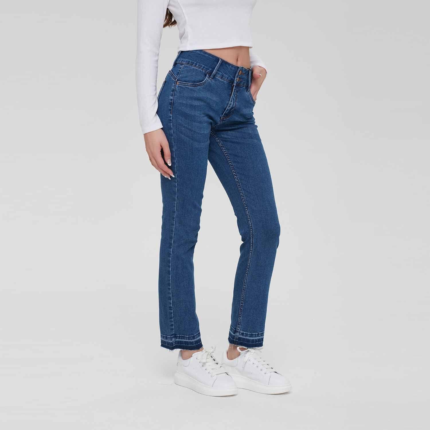 Jeans Mujer Recto Push Up Azul Fashion´s Park-3