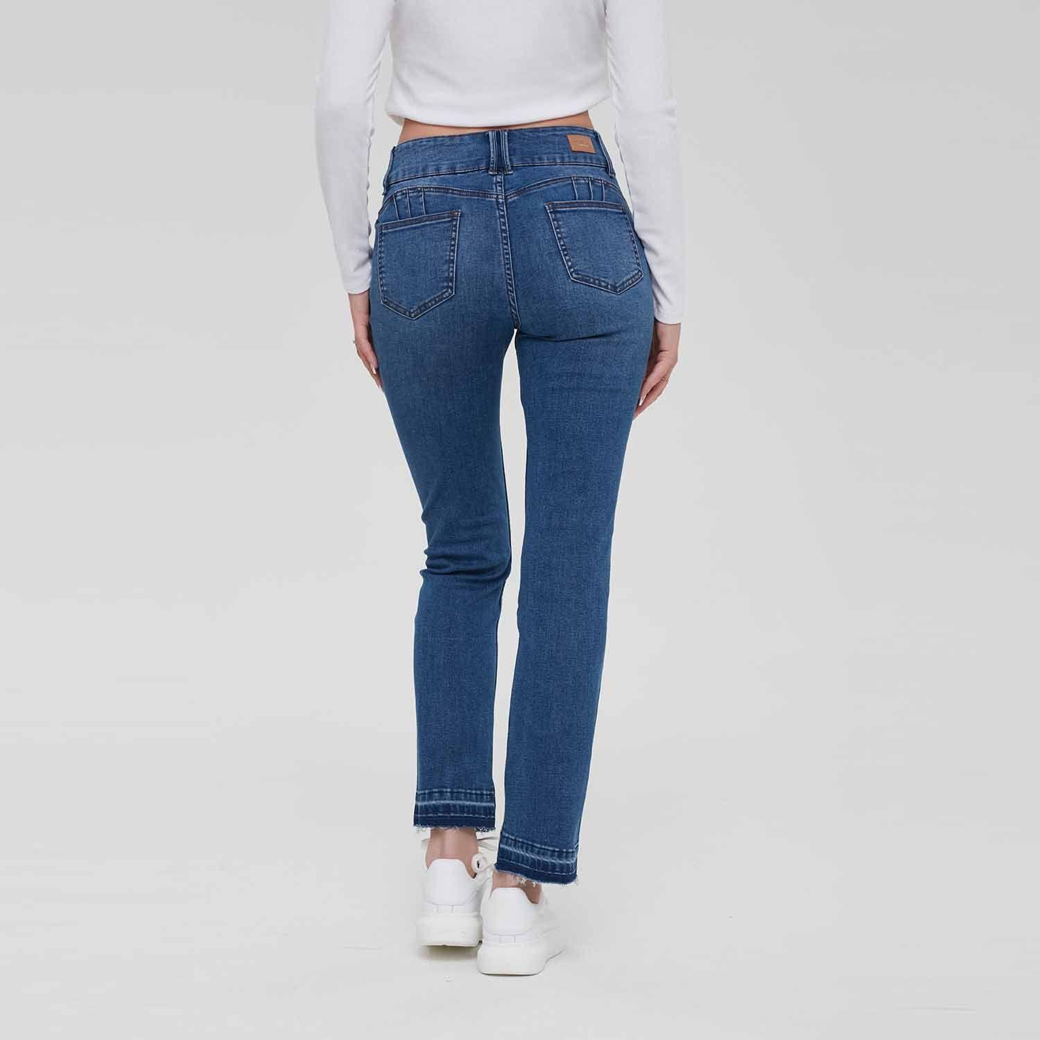 Jeans Mujer Recto Push Up Azul Fashion´s Park-4