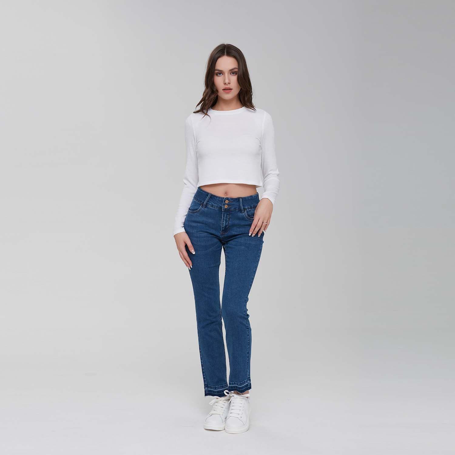 Jeans Mujer Recto Push Up Azul Fashion´s Park-7