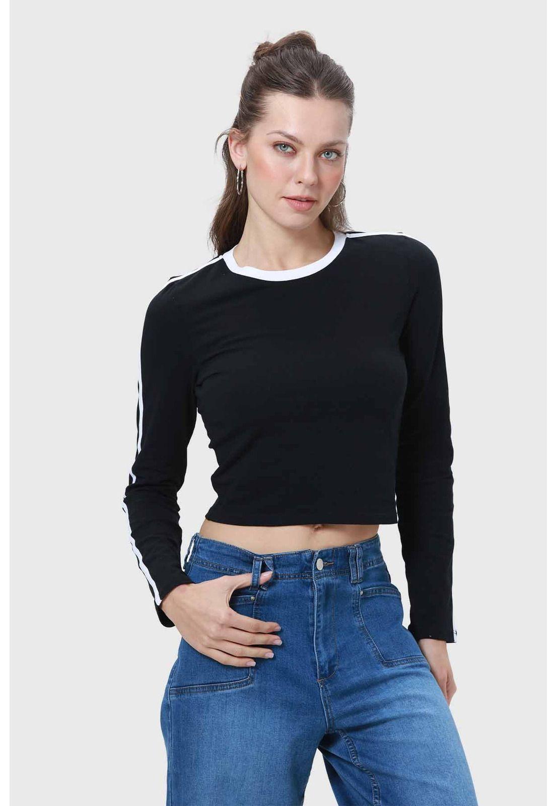 Polera Mujer Líneas Negro-0