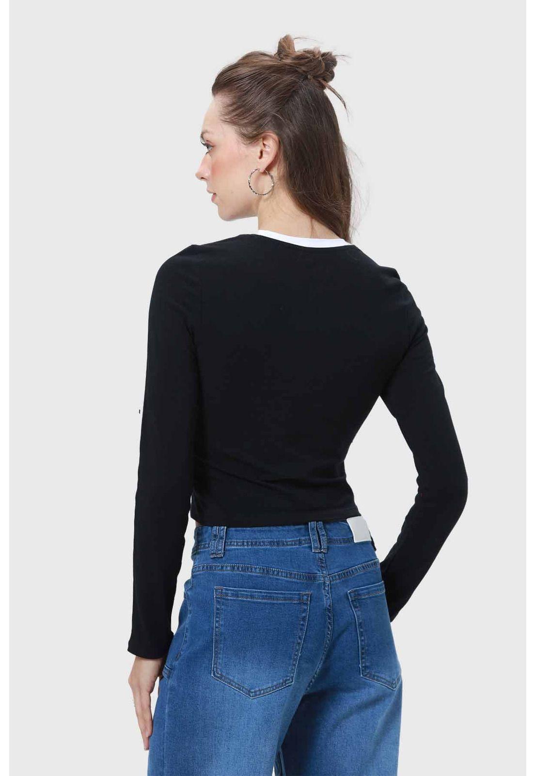 Polera Mujer Líneas Negro-2