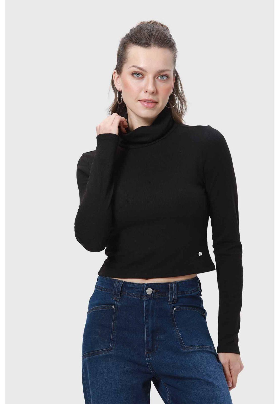 Polera Mujer Rib Negro - ll-0