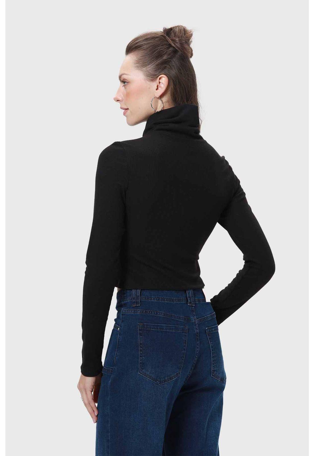 Polera Mujer Rib Negro - ll-2