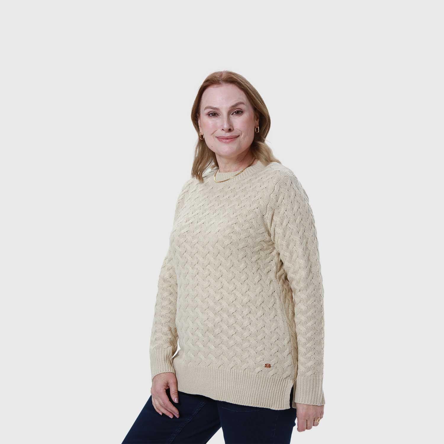 Sweater Mujer Calado Beige Fashion's Park-1