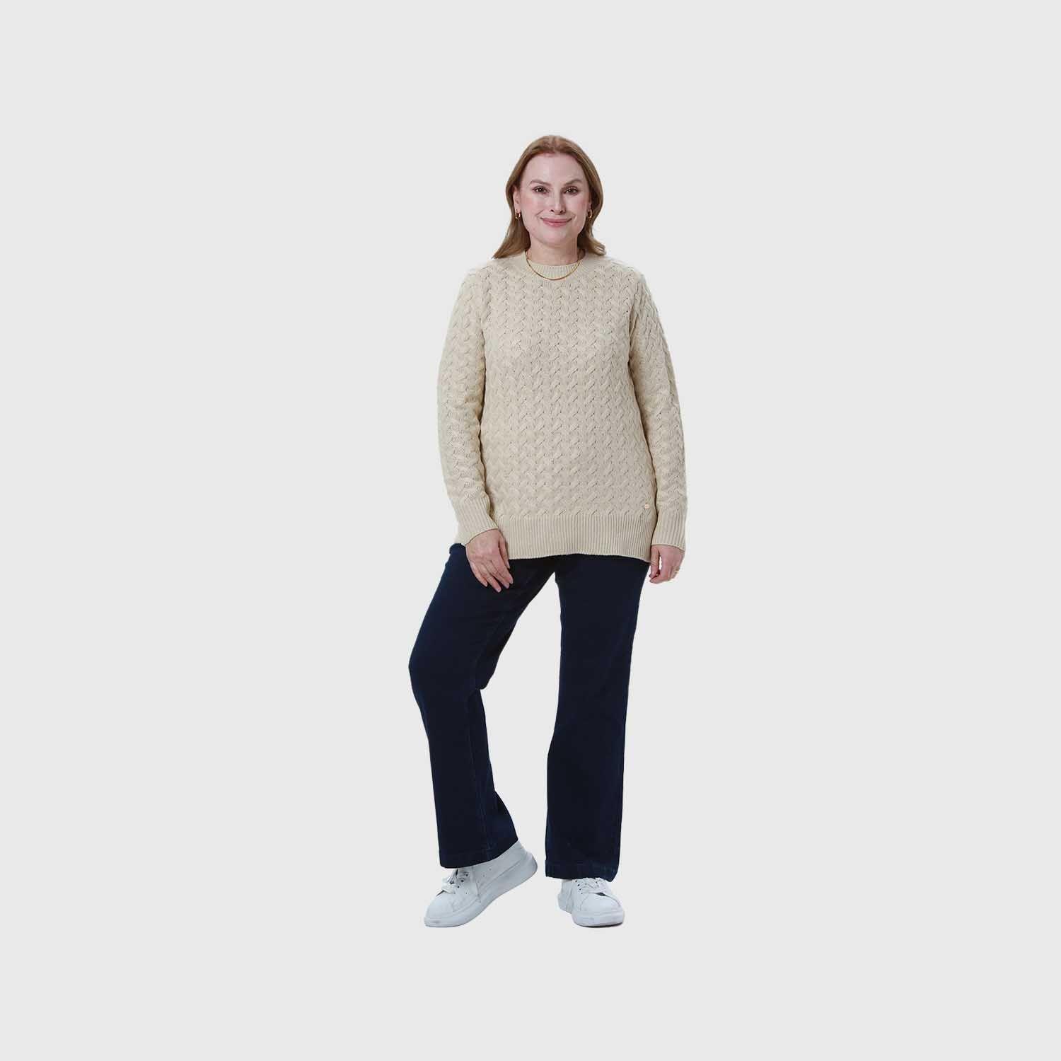 Sweater Mujer Calado Beige Fashion's Park-3