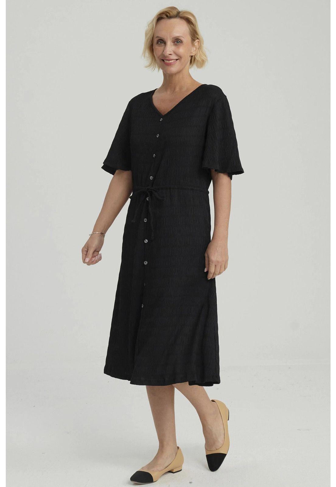 Vestido Mujer Ajuste Cintura Negro-0