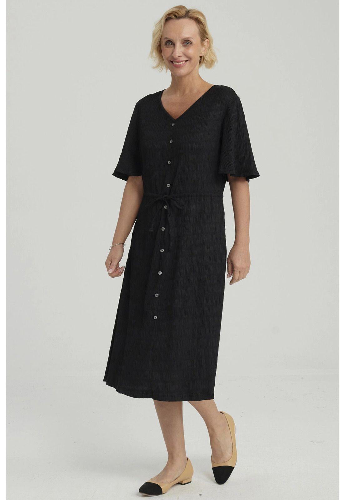 Vestido Mujer Ajuste Cintura Negro-3