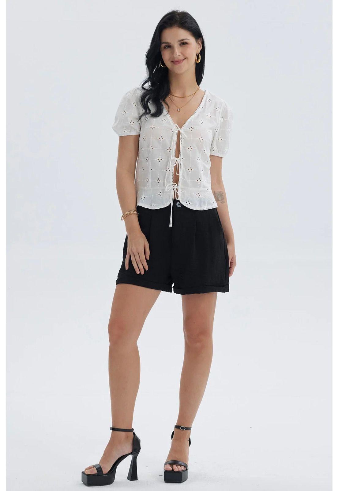 Blusa Mujer Abierta Con Amarras Crudo-3