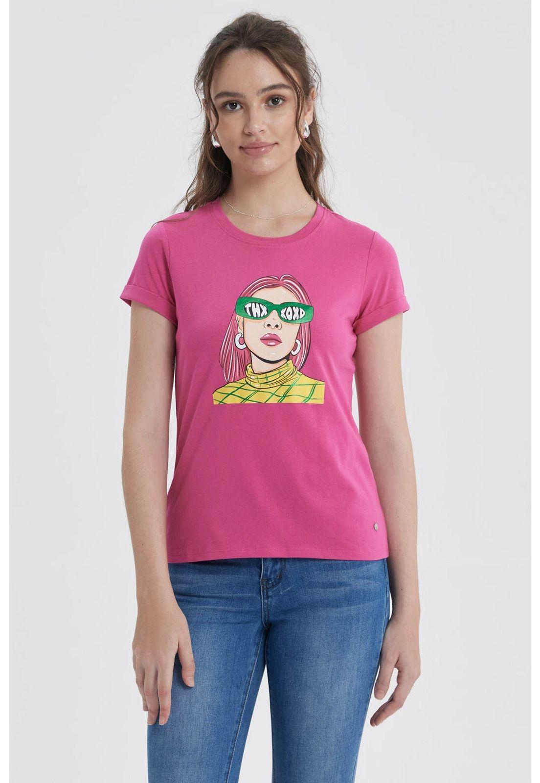 Polera Mujer Gráfica Roll Up Fucsia-0