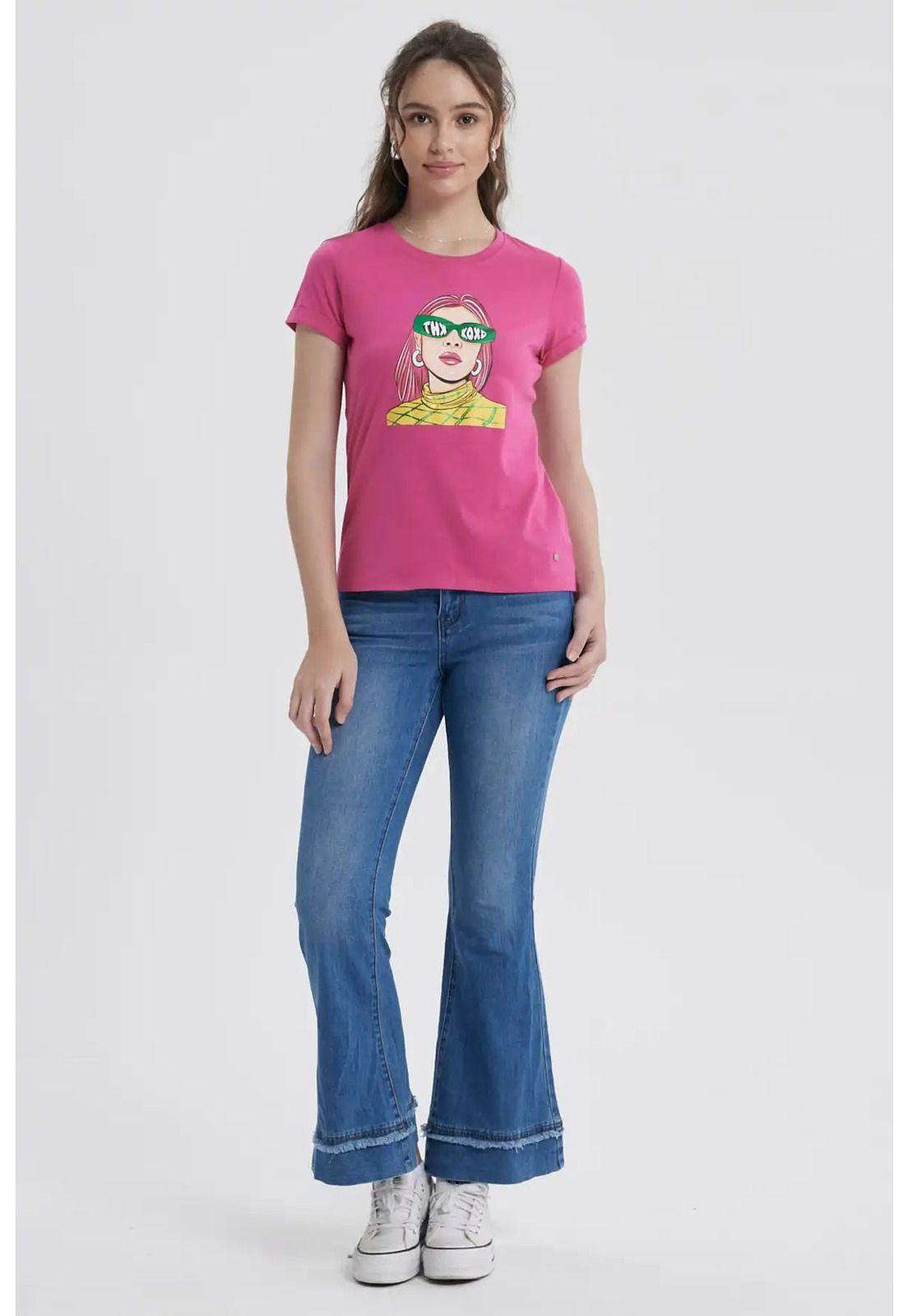 Polera Mujer Gráfica Roll Up Fucsia-3