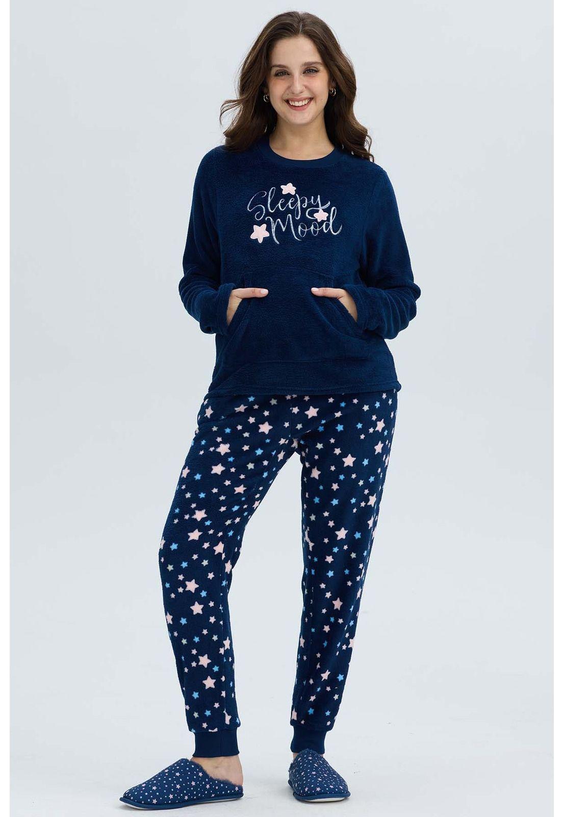 Pijama Mujer Polar Azul-0