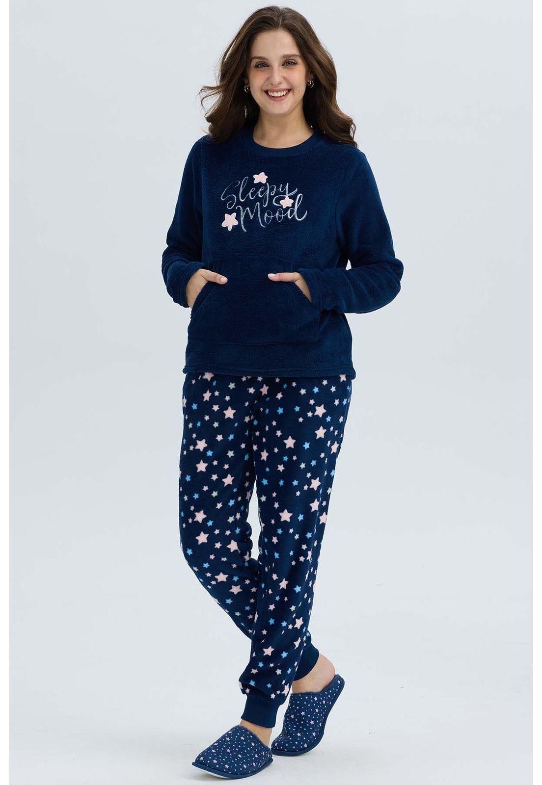 Pijama Mujer Polar Azul-1