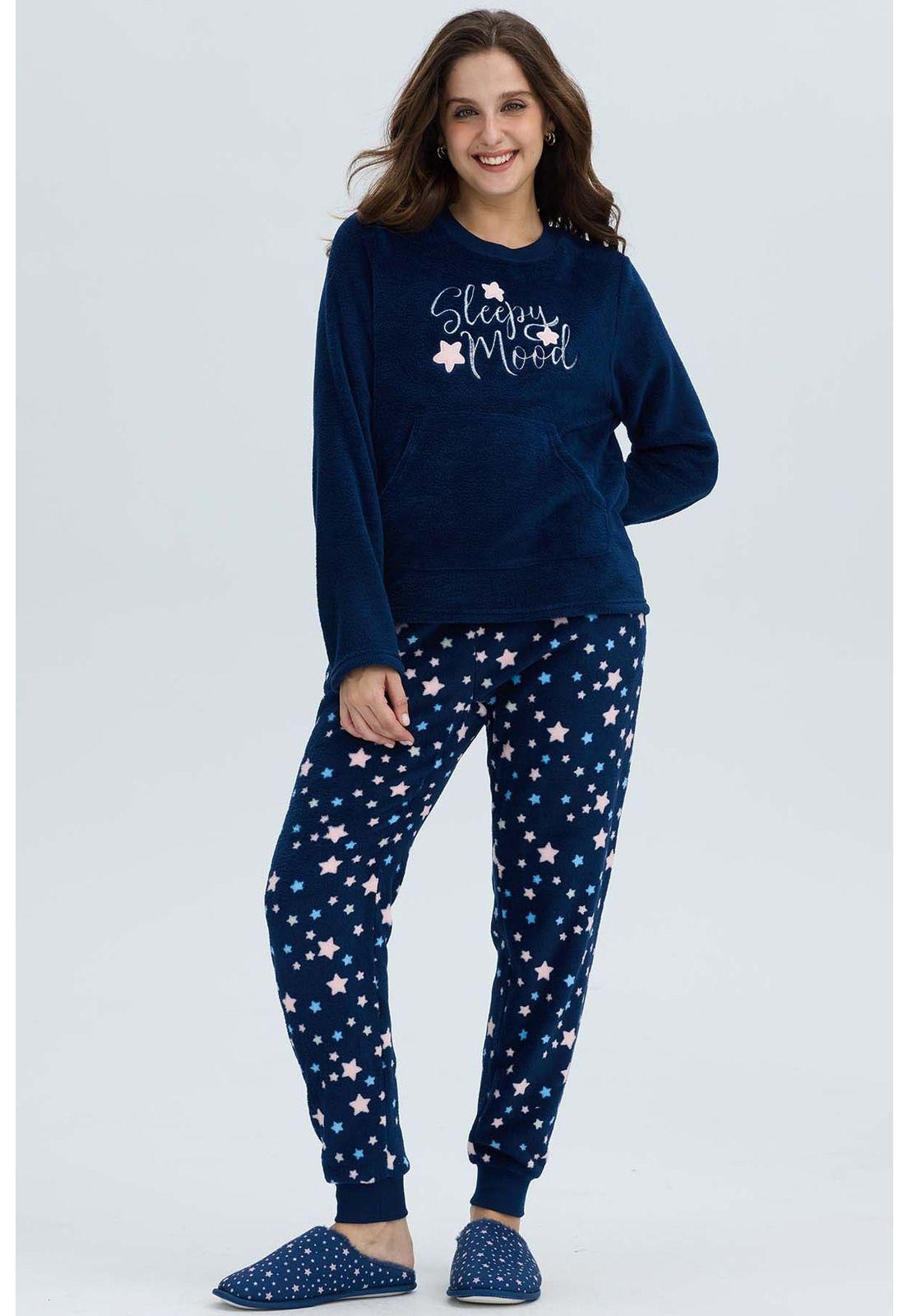 Pijama Mujer Polar Azul-2