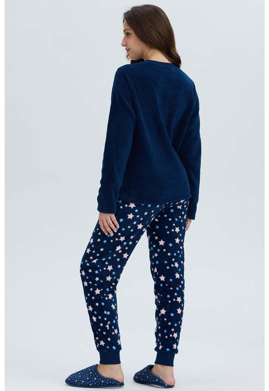 Pijama Mujer Polar Azul-3