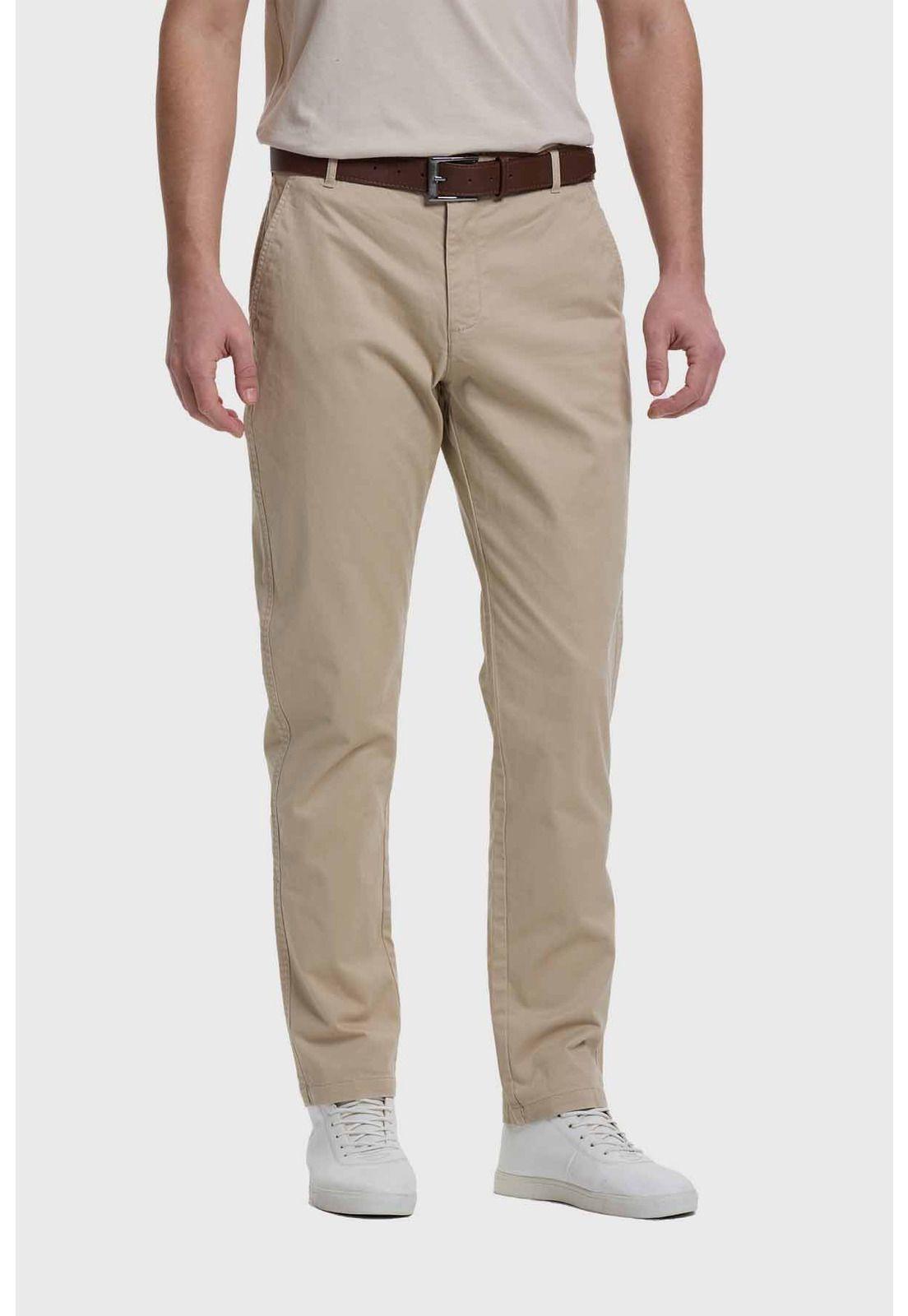 Pantalón Hombre Chino Cinturón Beige - lll-0