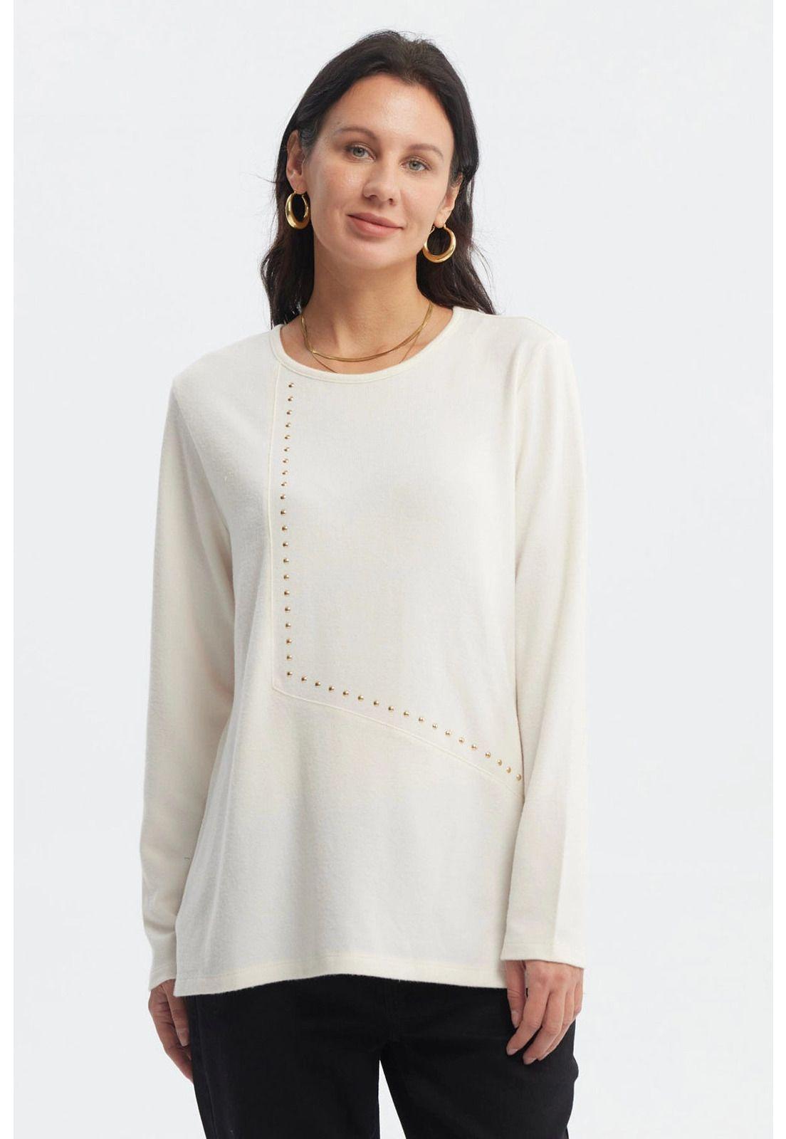 Polera Mujer Slim Crema-0