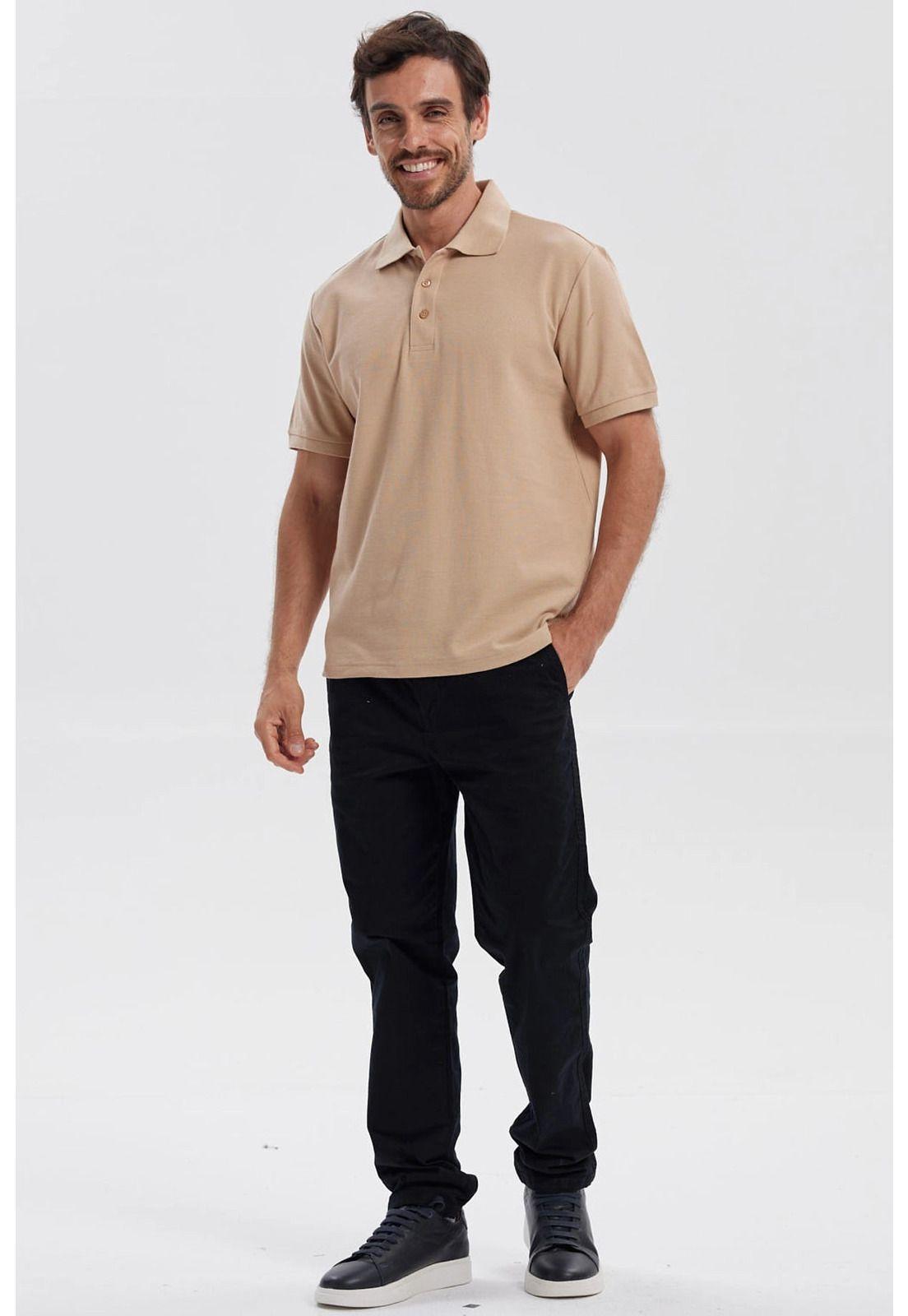 Polera Hombre Piqué Básica Lisa Kaki-3