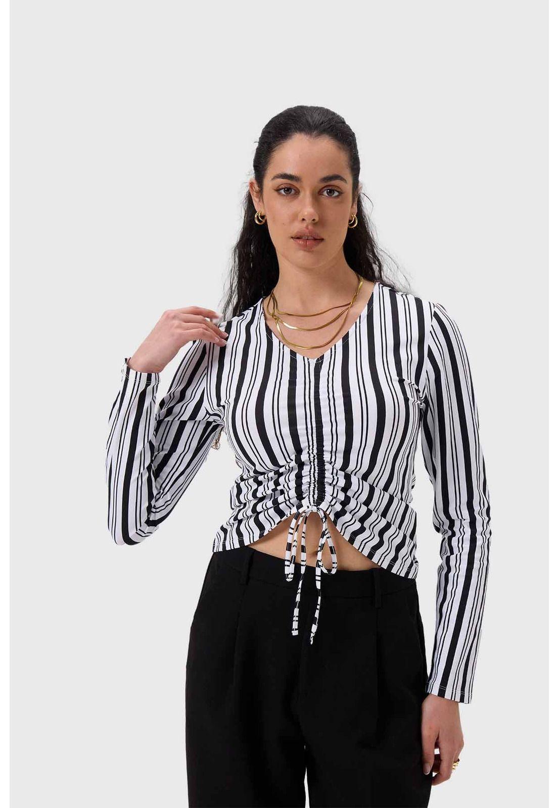 Polera Mujer Recogido Delantero Blanco-0