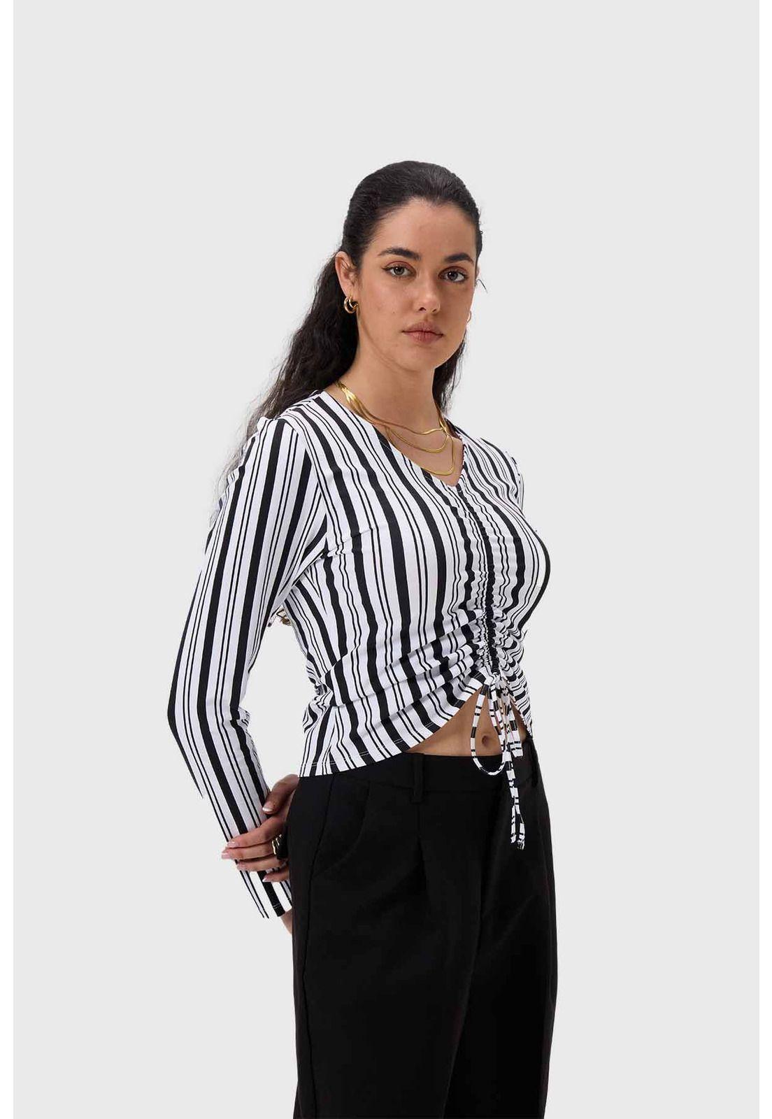 Polera Mujer Recogido Delantero Blanco-1