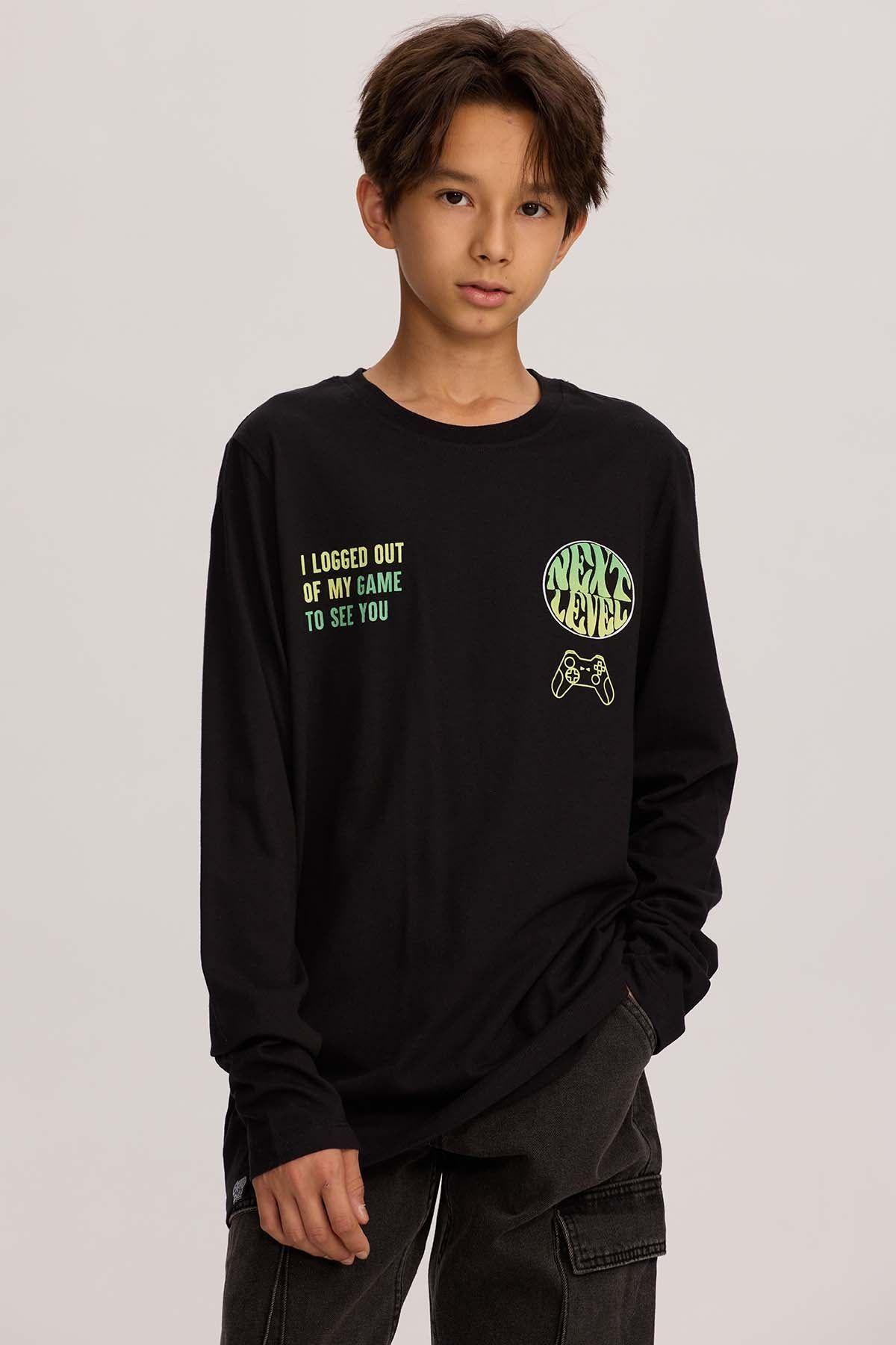 Polera Niño Print Negro-0