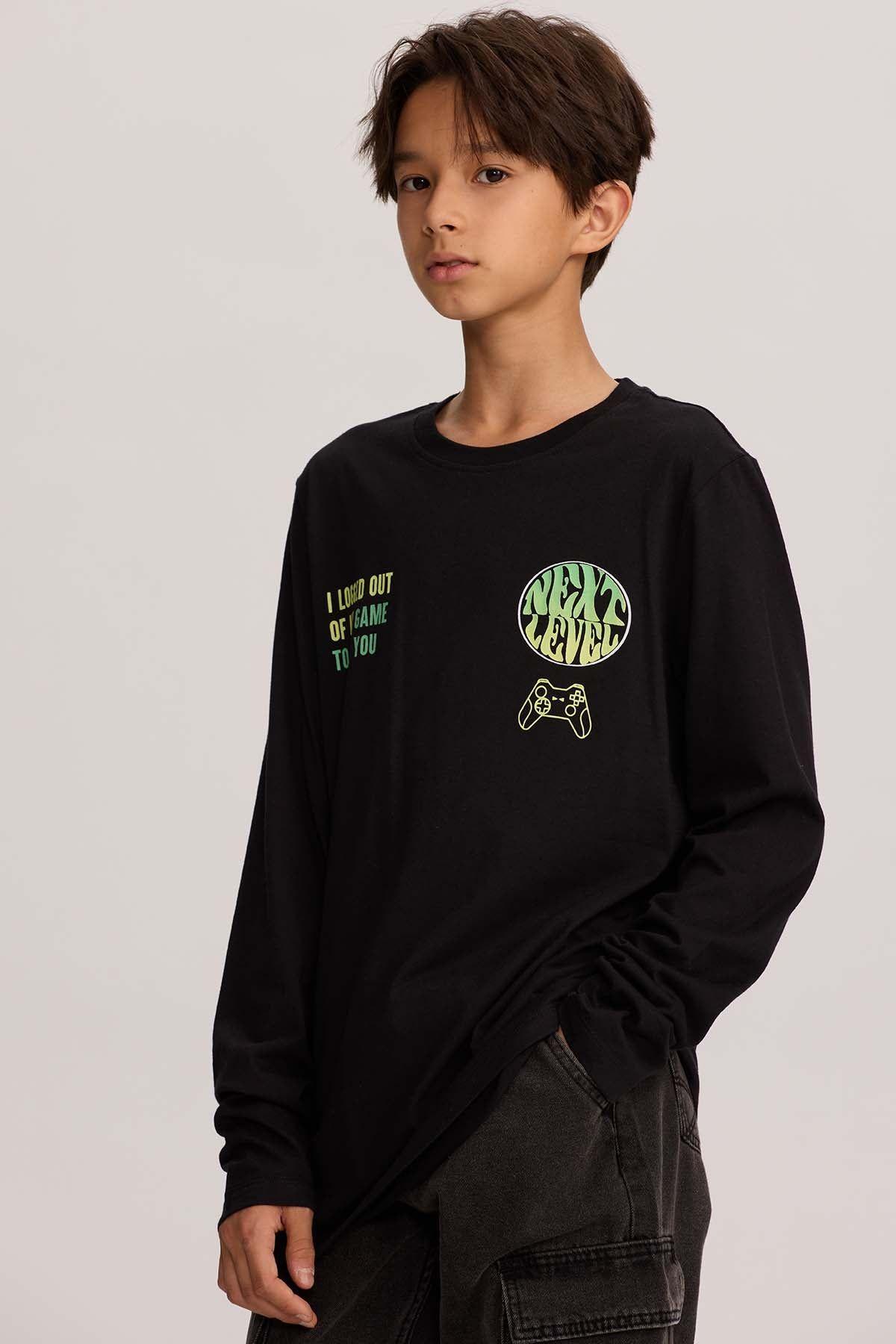 Polera Niño Print Negro-2