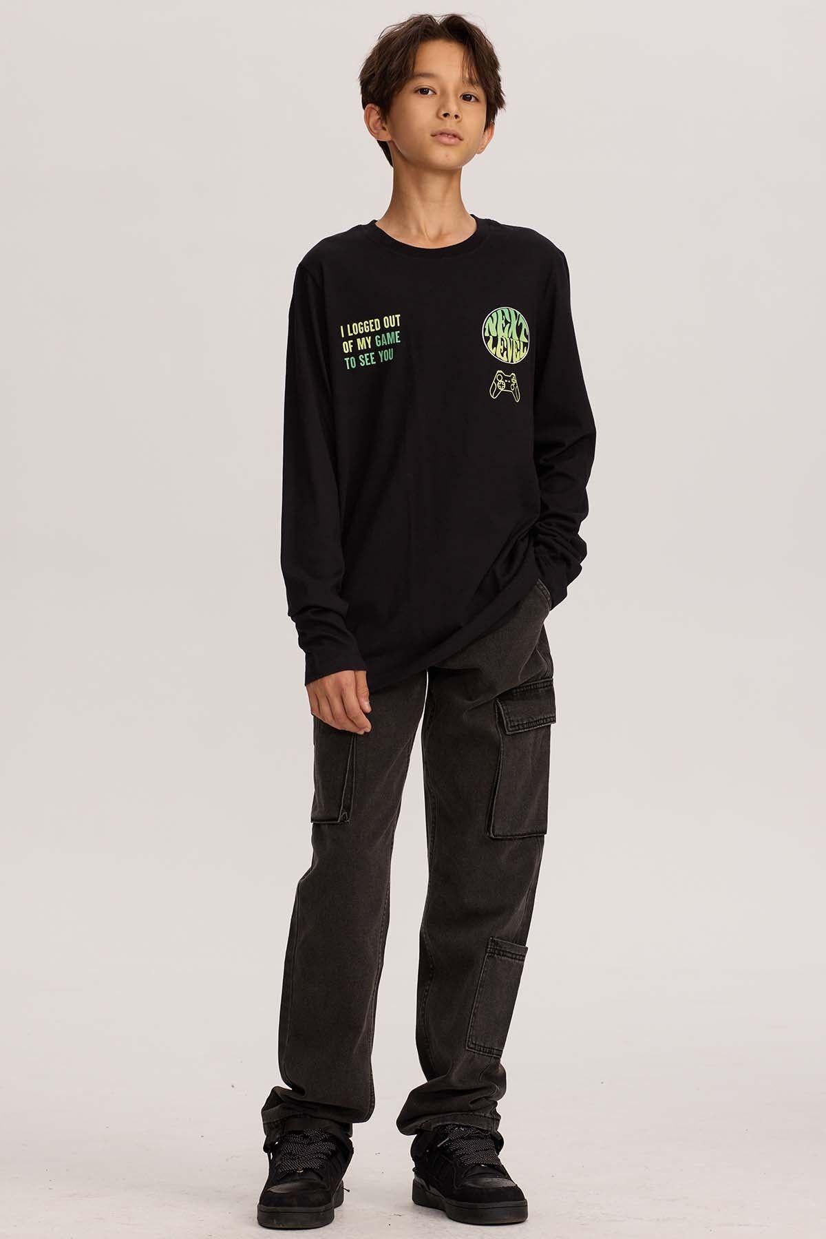 Polera Niño Print Negro-3
