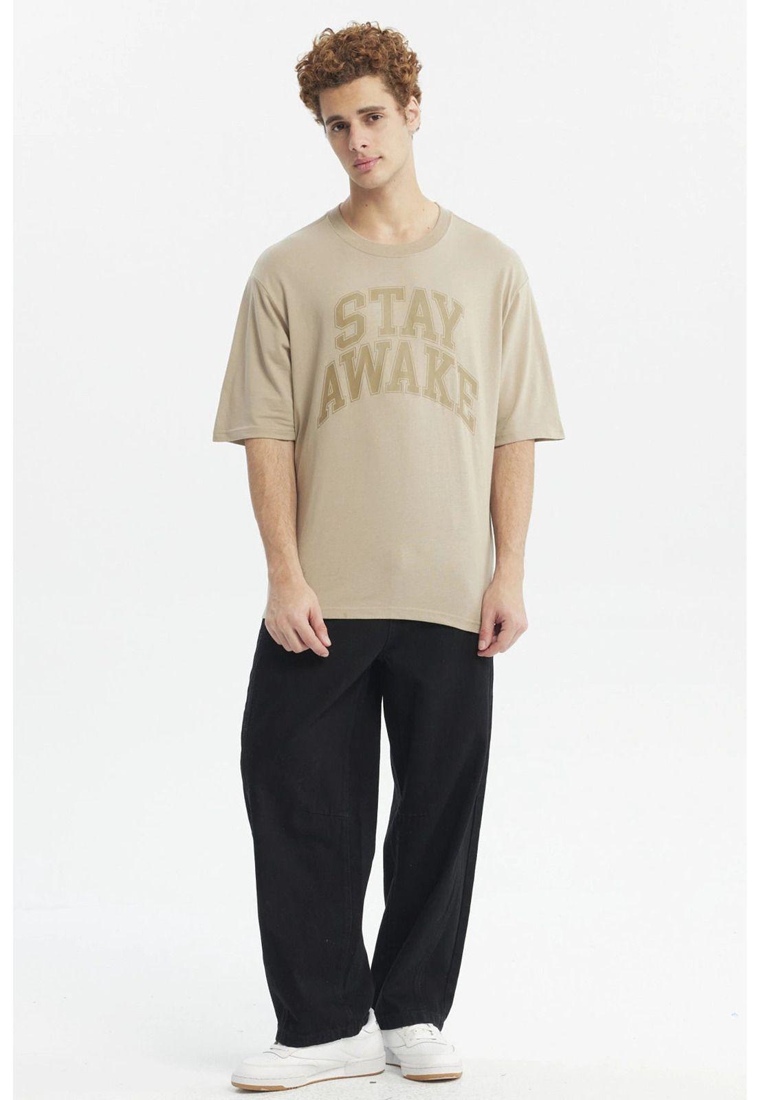 Polera Hombre Oversize Estampada Beige Oscuro-3