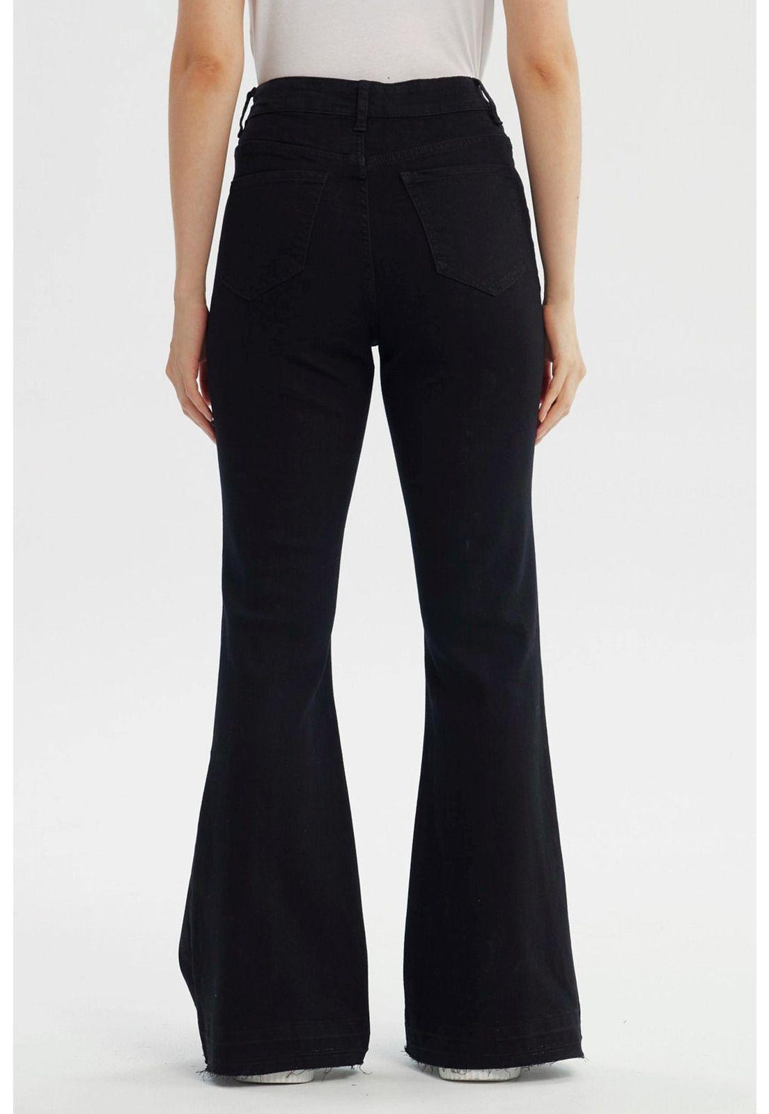 Jeans Mujer Flare Negro-2