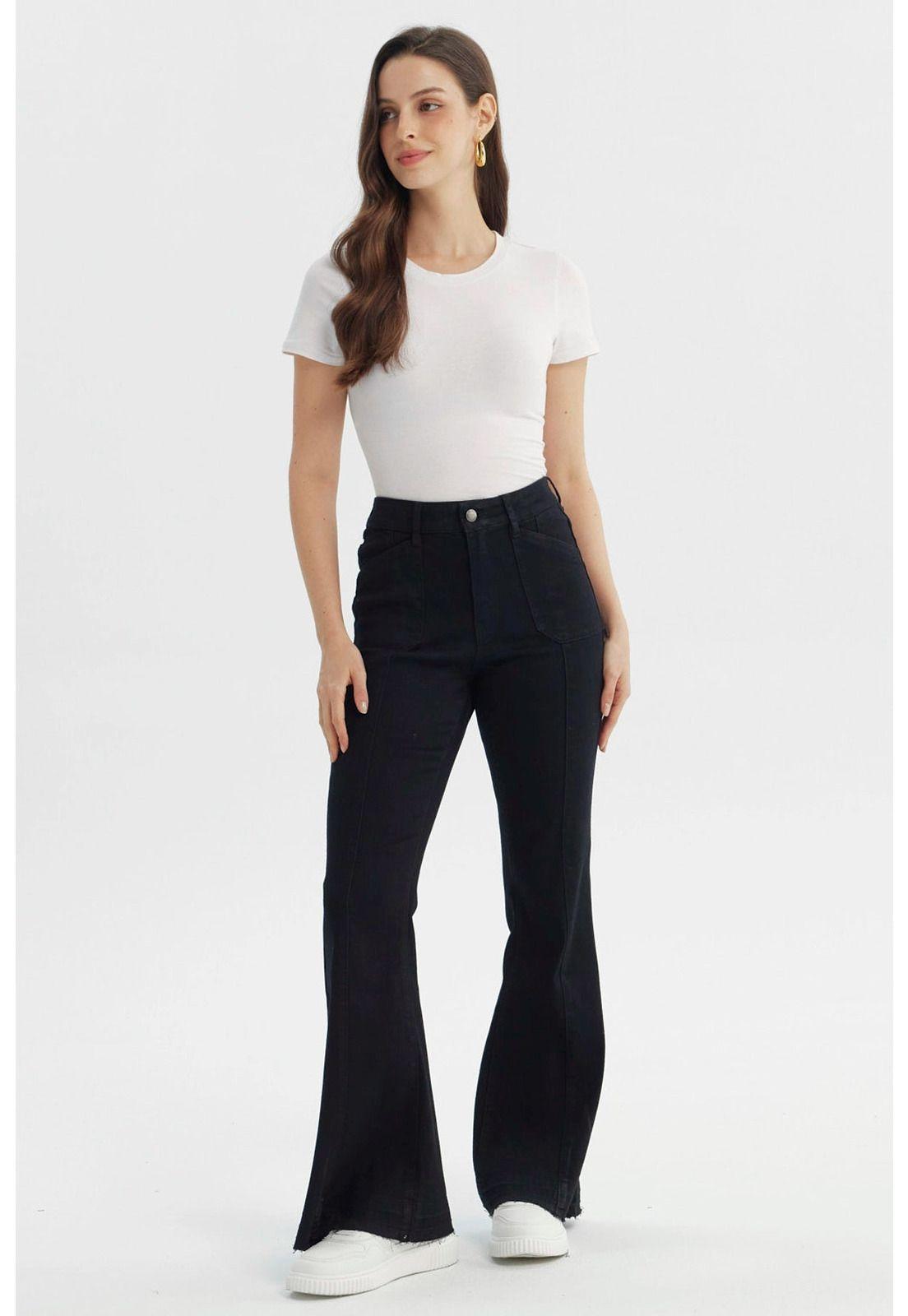 Jeans Mujer Flare Negro-3