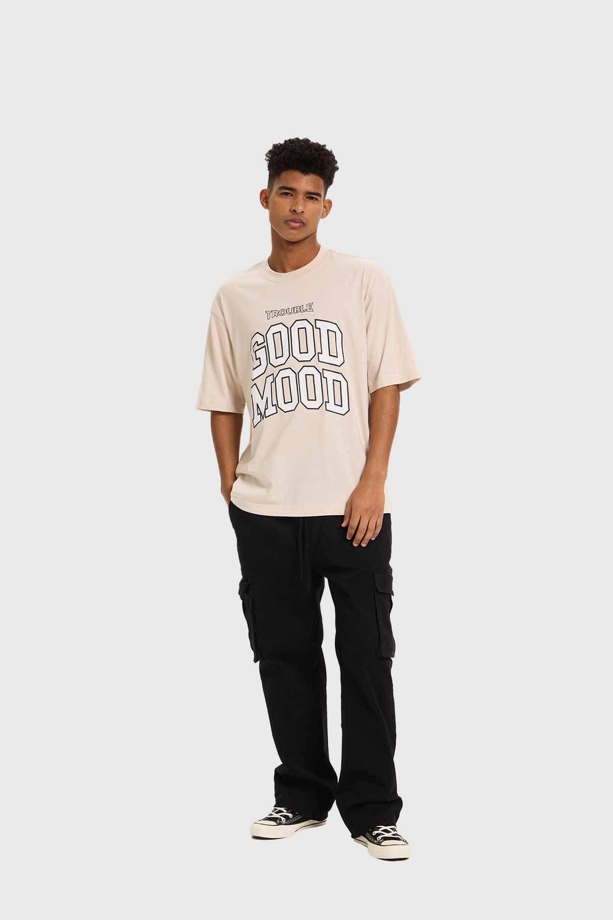 Polera Hombre Print College Beige-3