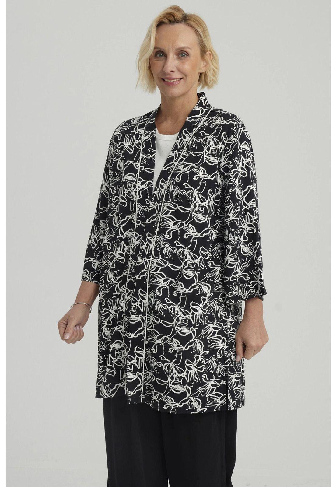 Blusa Mujer Roll Up Negro / Blanco-1