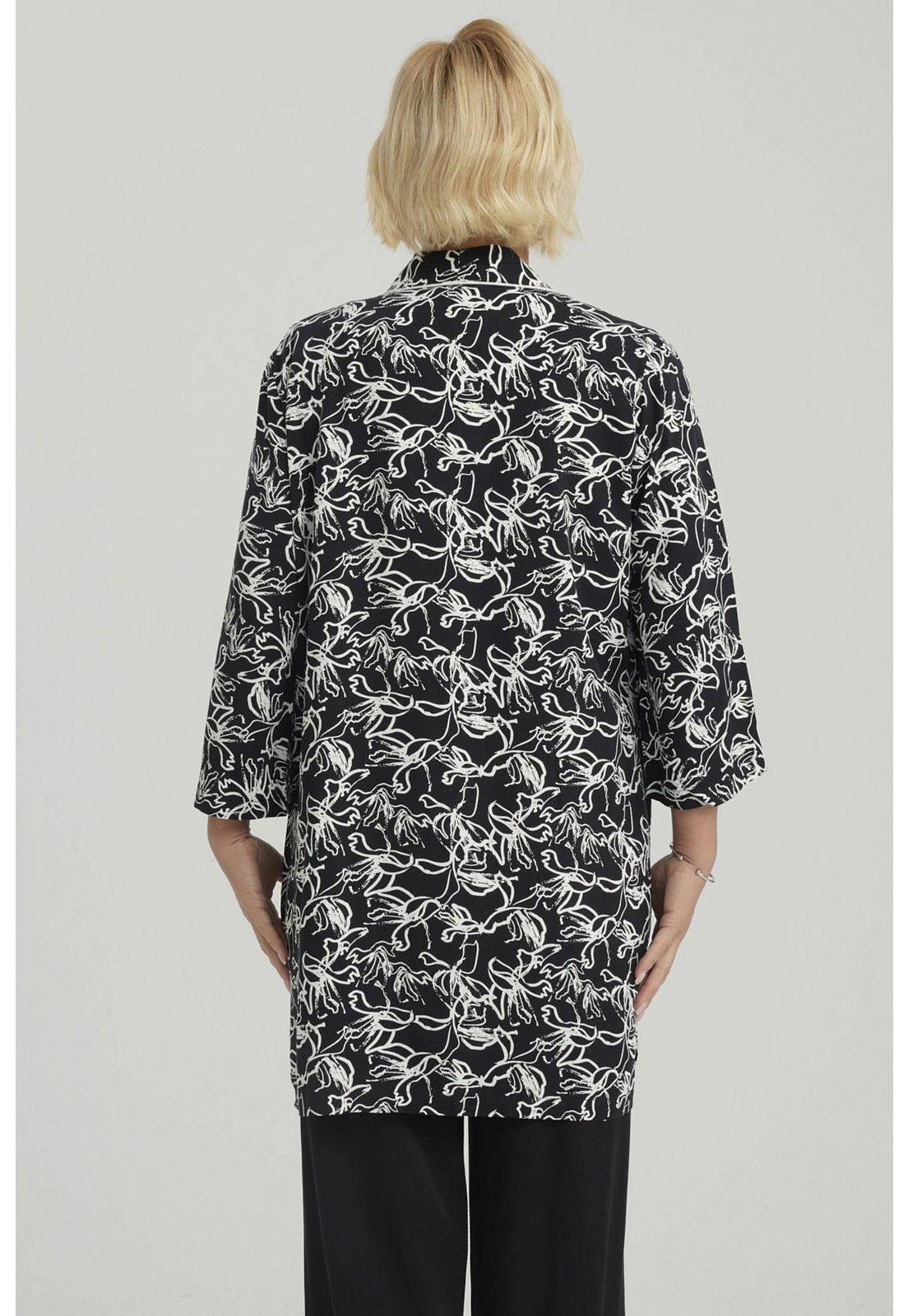 Blusa Mujer Roll Up Negro / Blanco-2