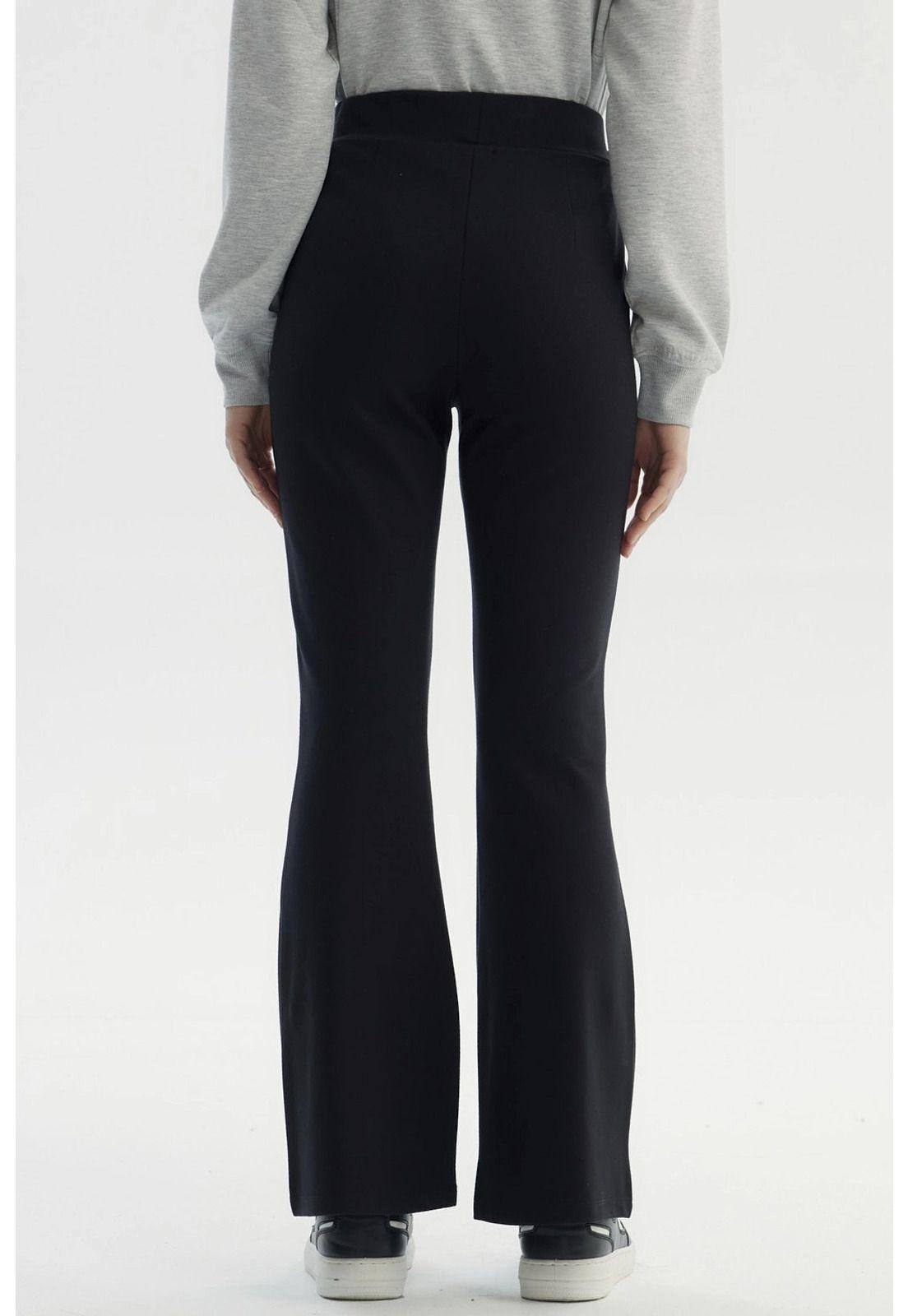 Pantalón Mujer Aplicación Hebilla Negro - ll-2