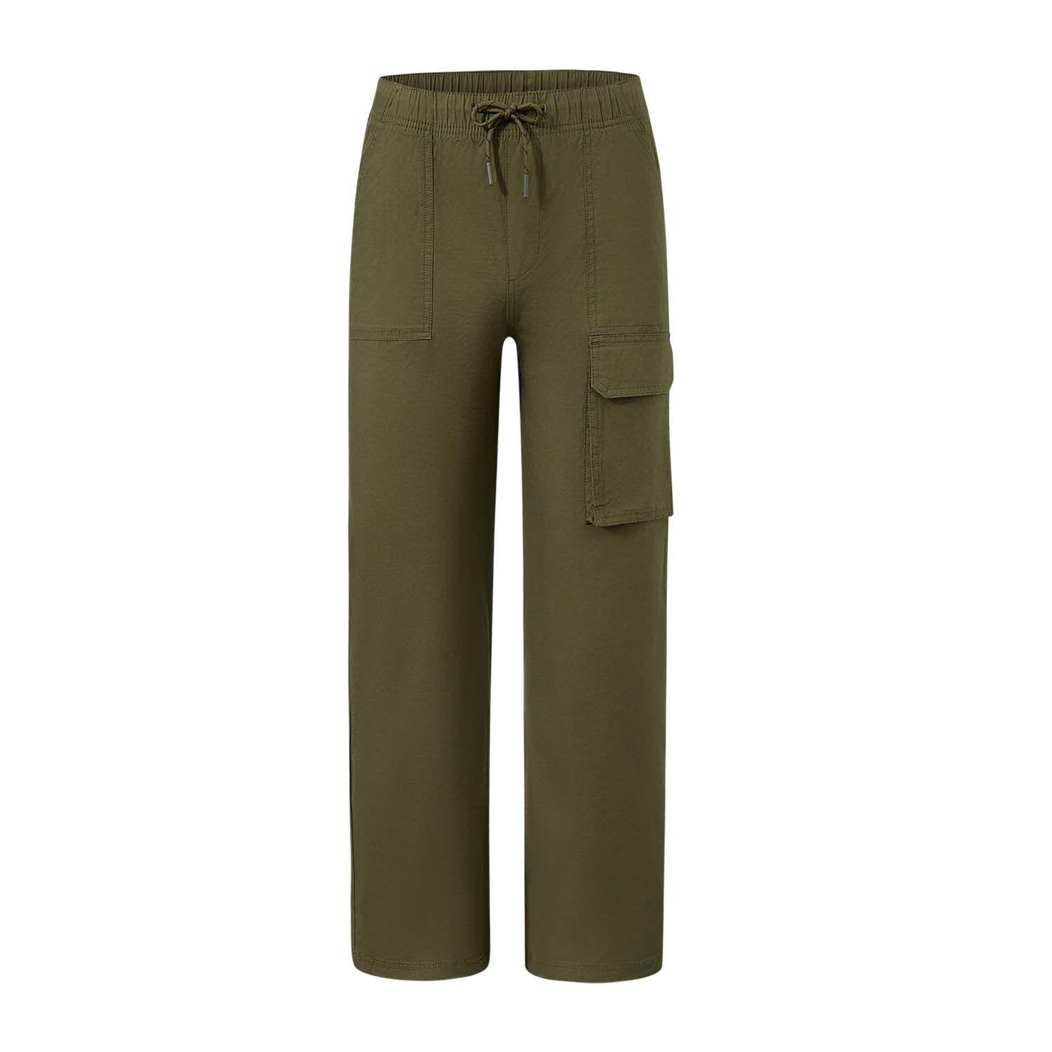 Pantalón Niño Cargo Calce Recto Verde Militar-0
